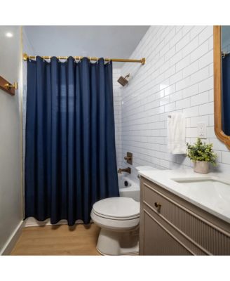 71x74 Solid Blue Shower Curtain - Water Resistant - Polyester Fabric