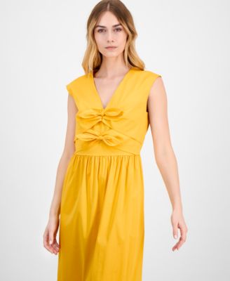 Women's Bow-Front Sleeveless Midi Dress