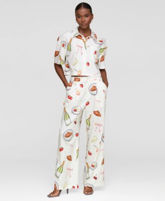 Women's Printed High-Rise Wide-Leg Pants
