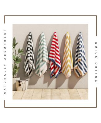 Oversized Cotton Stripe Border Beach Towel