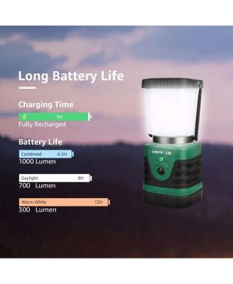 1000LM LED Camping Lantern Rechargeable, 4400mAh Power Bank, Camping Essential with 4 Light Modes, IP44 Waterproof Lantern Flashlight for Hurricane Emergency, Hiking, USB Cable Included