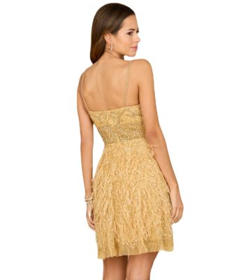 Women's Beaded, Feather Cocktail Short