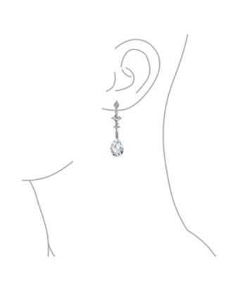 Briolette Faceted Teardrop Cubic Zirconia CZ Chandelier Earrings Sterling Silver