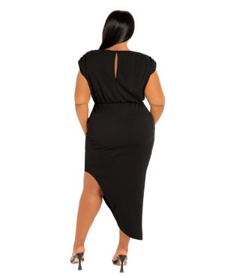Plus Size Sleeveless Asymmetrical Ruched Dress