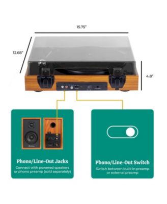 Montrose 2-Speed Belt-Drive Turntable with Audio-Technica Stylus & Built-in Preamp – Vinyl Record Player (RR35)