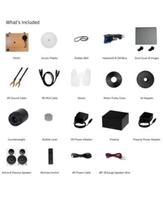 RT85 Turntable (White), PA10 Phono Preamp, Ai41 5" Speakers (Lucky Bamboo), Ortofon 2M Blue, 90W Amp, Bluetooth Audio System.