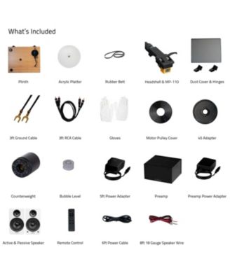 Turntable RT85N, Fluance PA10 Preamp, Fluance Ai61 Speakers, Nagaoka MP-110 Cartridge, 120W Class D Amp, Bluetooth Enabled