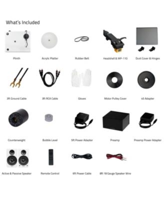 Turntable RT85N, Fluance PA10 Preamp, Fluance Ai61 Speakers, Nagaoka MP-110 Cartridge, 120W Class D Amp, Bluetooth Enabled