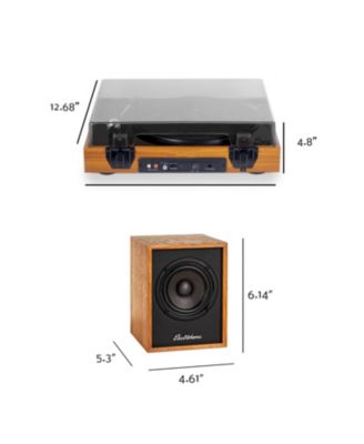 Montrose, Upgradable Vinyl Record Player with Huntley, Powered Bluetooth Bookshelf Speakers, 3" Driver, for Warm Natural Sound