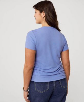 Women's Drapey Rib Fitted Short Sleeve Mini T-Shirt