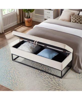Tufted Velvet Metal Base Upholstered Storage Bench