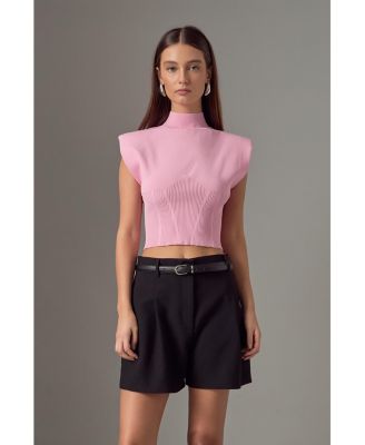 Women's Mock Neck Padded Knit Top