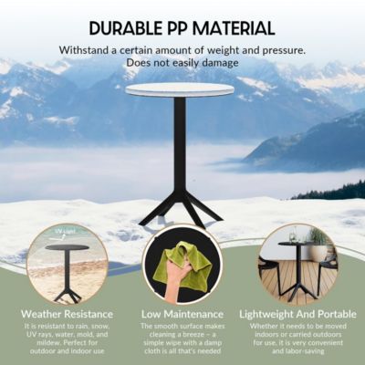 23.5" Outdoor Polypropylene Resin Round Patio Bistro Dining Table for 2