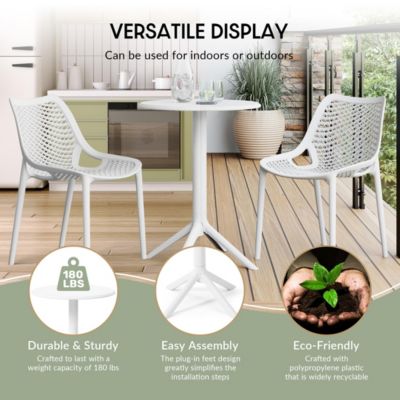 23.5" Outdoor Polypropylene Resin Round Patio Bistro Dining Table for 2