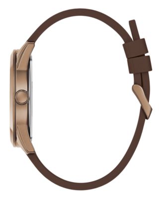 Men's Analog Brown Silicone Strap Watch, 44mm