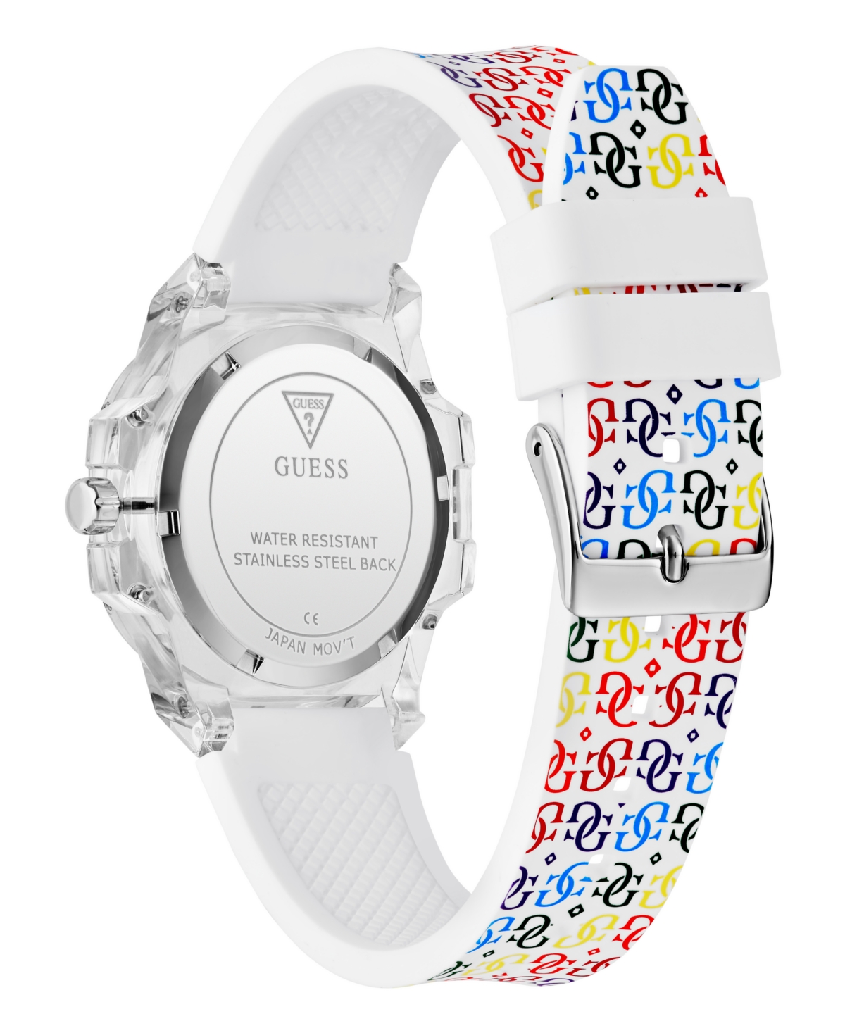 Guess Women's Analog Clear Silicone Strap Watch, 34mm