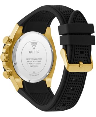 Men's Multi-Function Black Silicone Strap Watch, 46mm