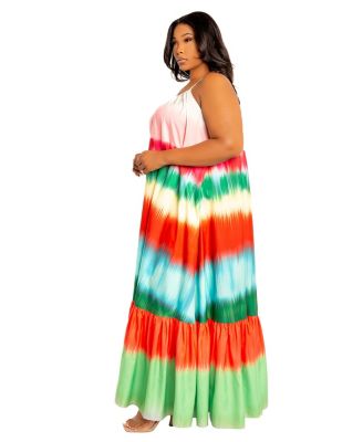 Women's Ombre Stripe Voluminous Maxi Dress