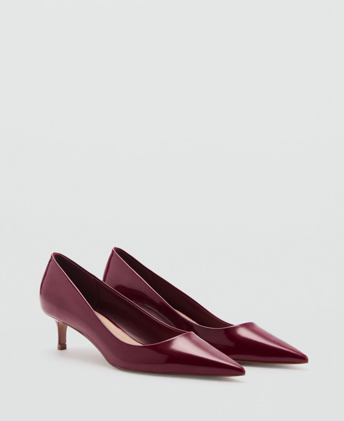 Mango Kitten Pointed Toe Shoe With Patent Leather Effect Burgundy In Burgundy