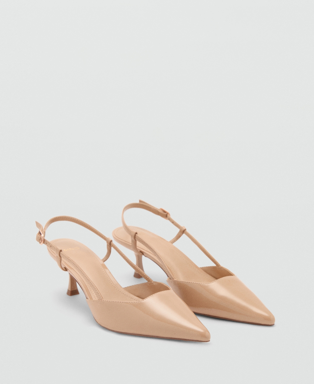 Mango Women's Patent Leather Effect Heeled Shoes In Nude