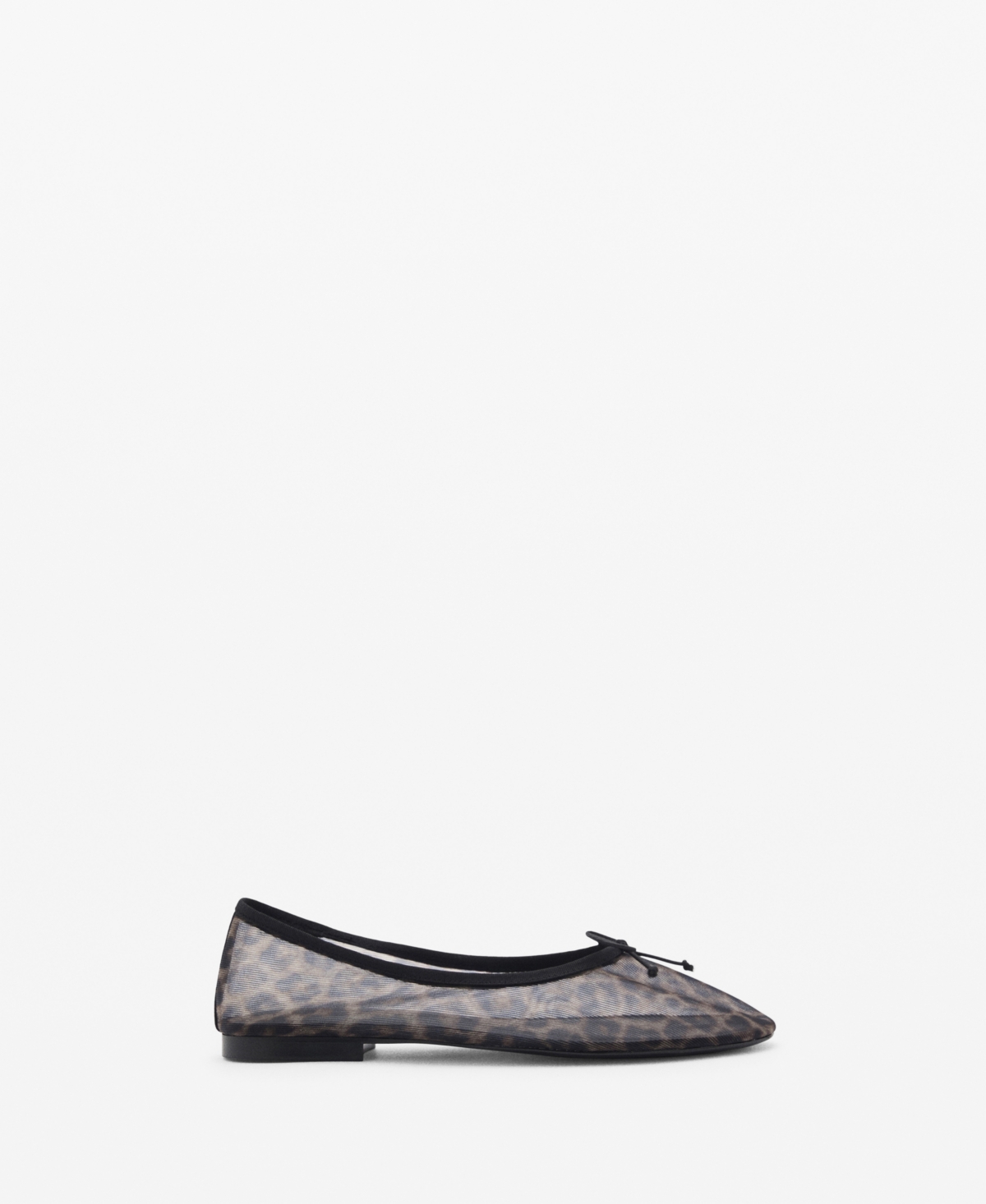 Shop Mango Women's Animal Print Mesh Ballerina Shoes In Black