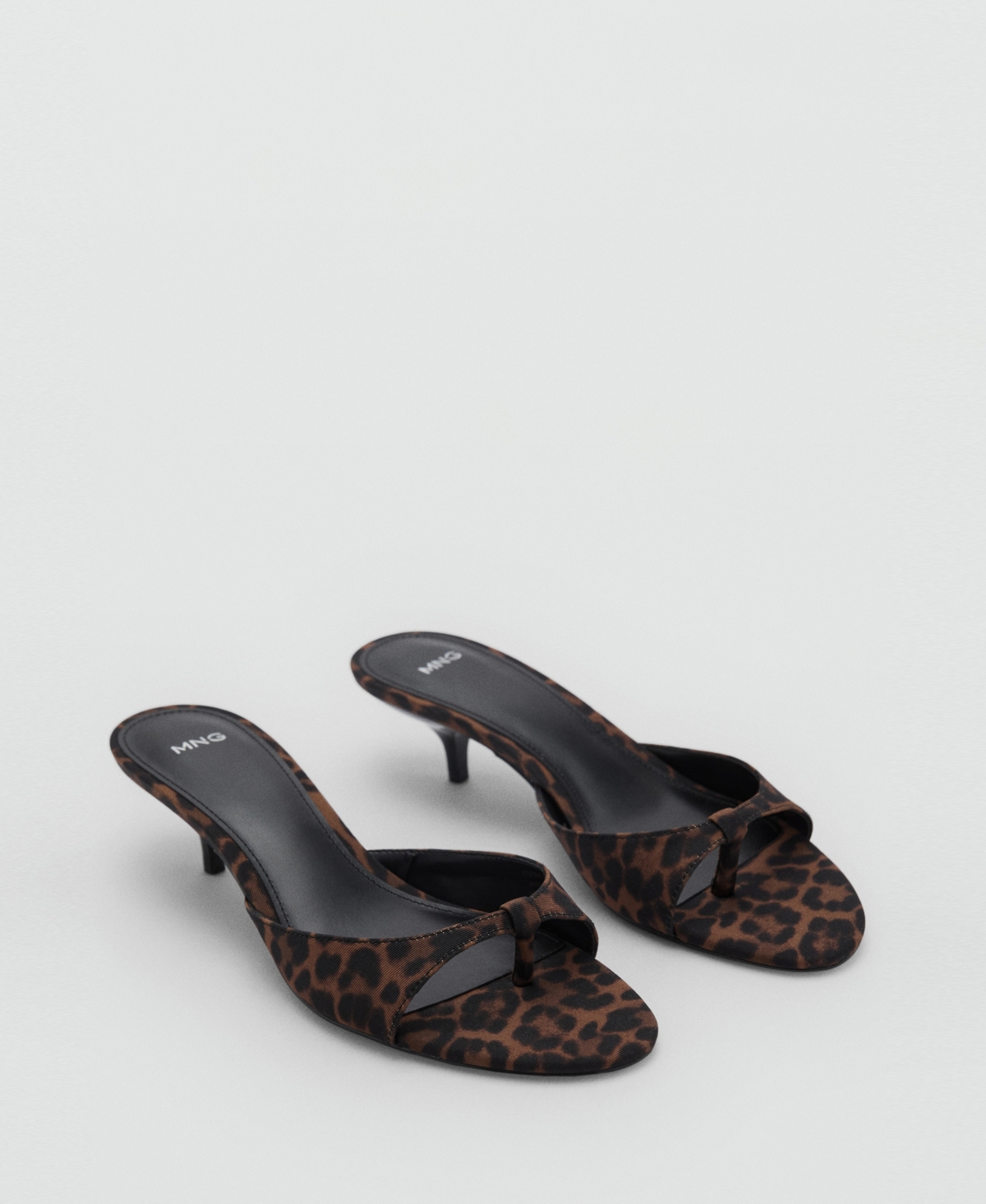 MANGO WOMEN'S LEOPARD PRINT KITTEN HEEL SANDALS 