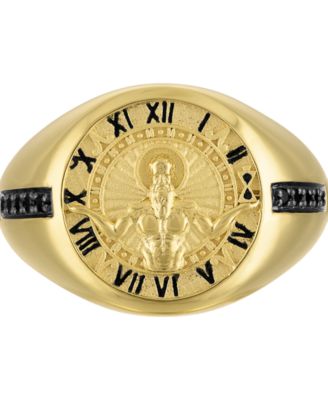 Bulova - Men's God of Time Gold-Tone Sterling Silver Ring