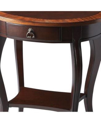 Wood Oval Coffee Table with Drawer and Shelf for Storage and Display