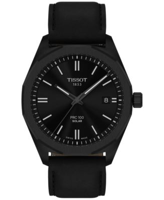 Tissot Men's Swiss PRC 100 Solar Quartz Black Leather Strap