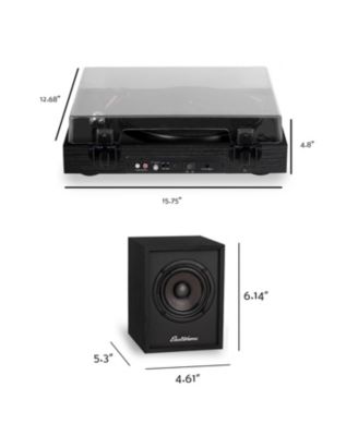 Montrose, Upgradable Vinyl Record Player with Huntley, Powered Bluetooth Bookshelf Speakers, 3" Driver, for Warm Natural Sound