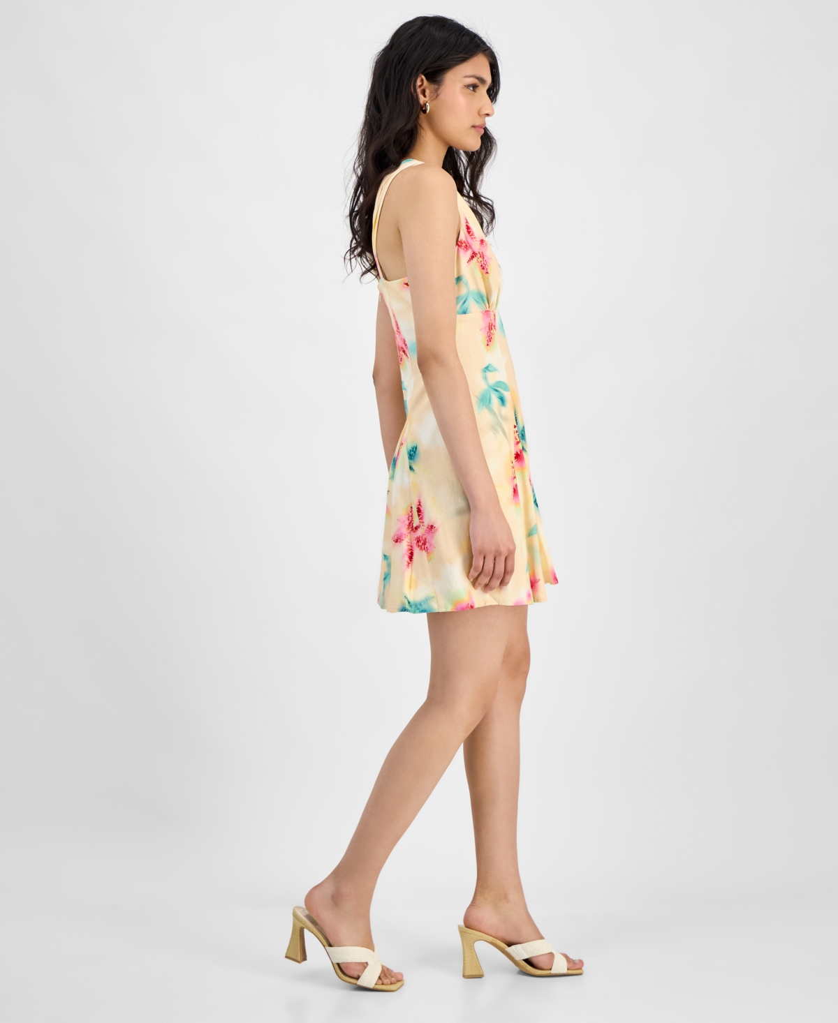 Bar Iii Printed V-neck Empire-waist Sleeveless Dress, Exclusively At Macy's