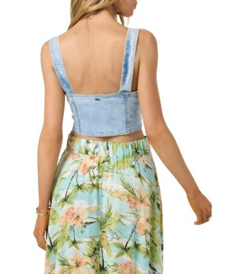 Juniors' Delphina Cotton-Blend Sweetheart Skimmer Top