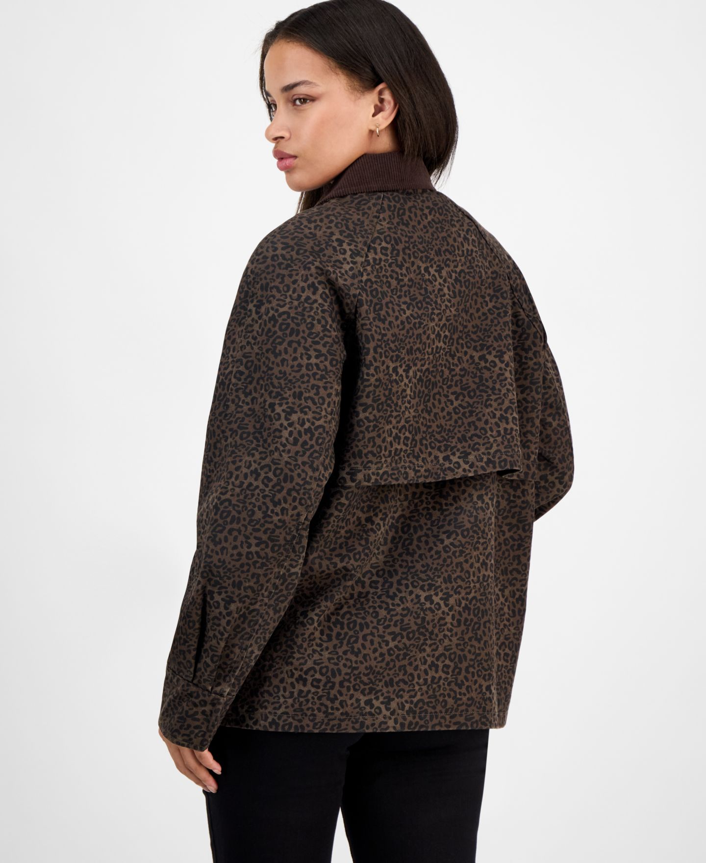 Женская куртка BCBG Corduroy-Collar Barn, цвет: Коричневый леопардовый — фото 2