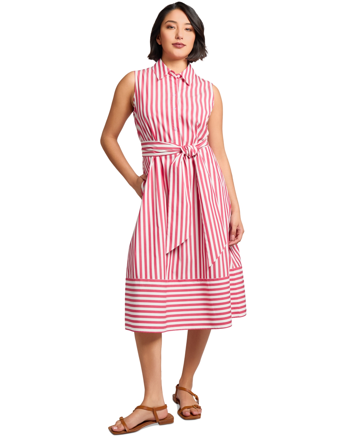 Jones New York Petite Striped Midi Shirtdress