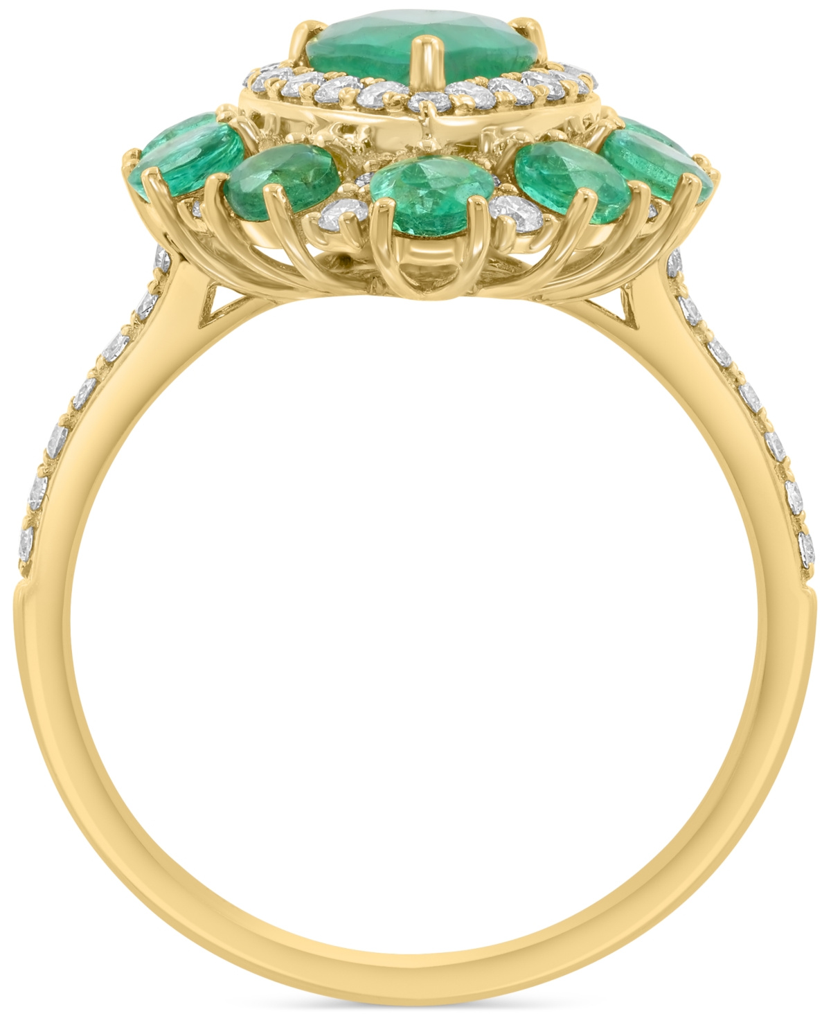 EFFY COLLECTION EFFY EMERALD (2 CT. T.W.) & DIAMOND (3/8 CT. T.W.) PEAR HALO STATEMENT RING IN 14K GOLD 