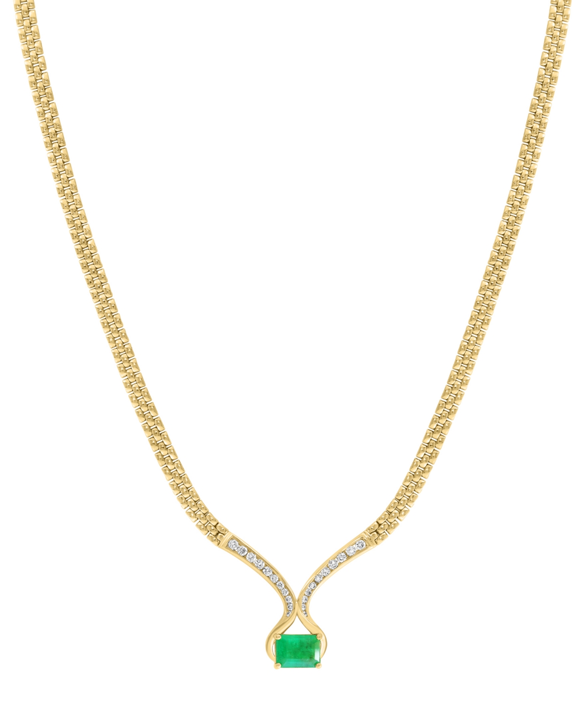 EFFY COLLECTION EFFY EMERALD (1-3/8 CT. T.W.) & DIAMOND (1/3 CT. T.W.) FANCY 16" COLLAR NECKLACE IN 14K GOLD 