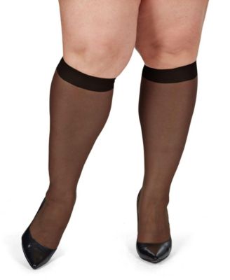 Women's 2 Pair Pack Silky Sheer Curvy Knee Highs MM-4210	