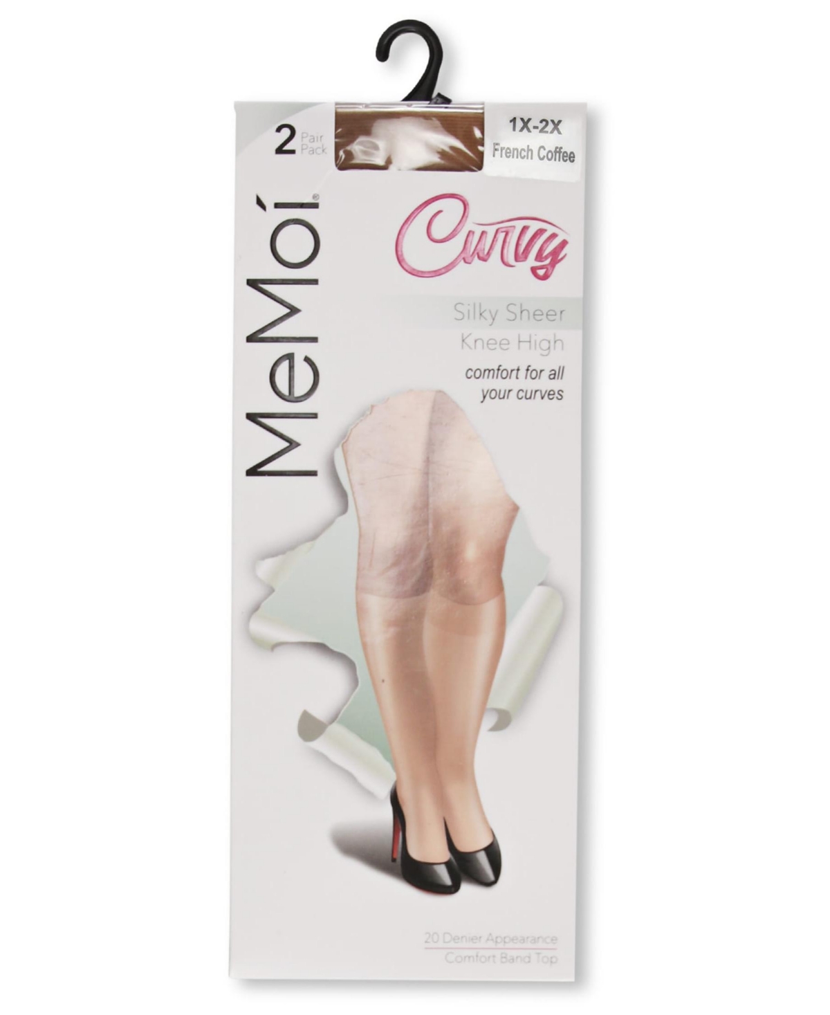 Memoi Women's 2 Pair Pack Ultra Sheer Plus Curvy Knee Highs Mm-4205 In French Coffee
