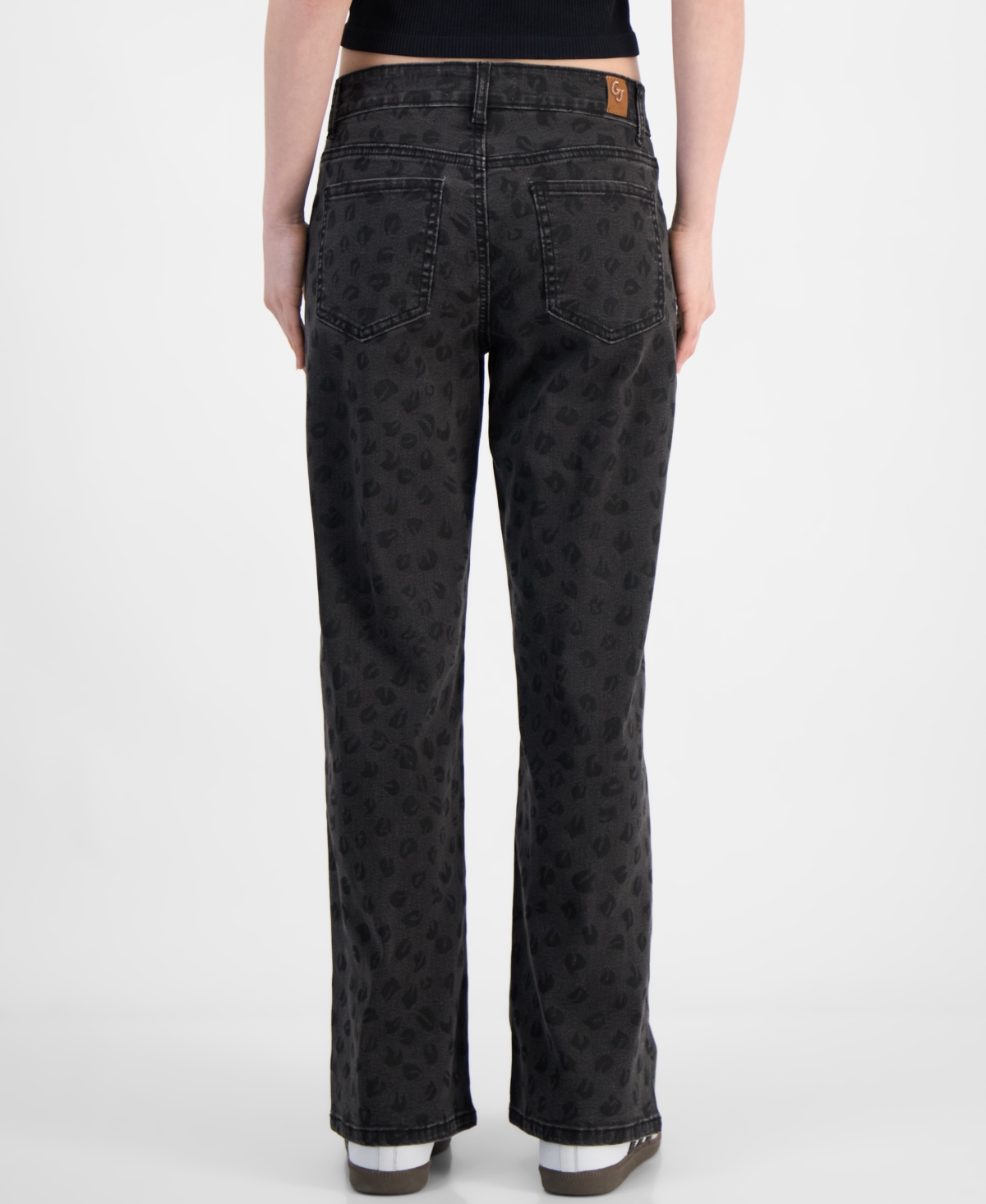 GOGO JEANS JUNIORS' TONAL LEOPARD-PRINT WIDE-LEG JEANS 
