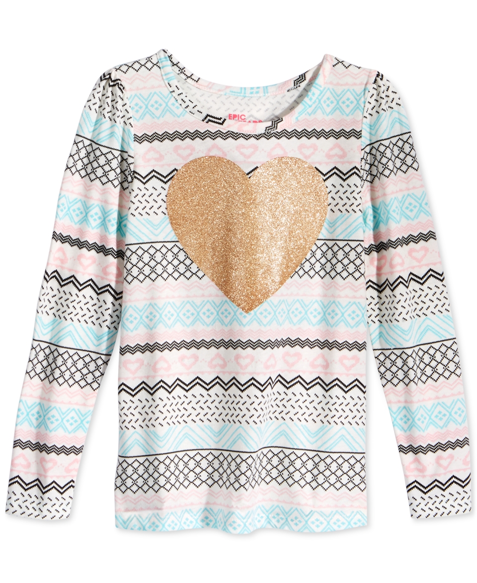 Epic Threads Little Girls Fair Isle Heart Mix & Match Top, Only at