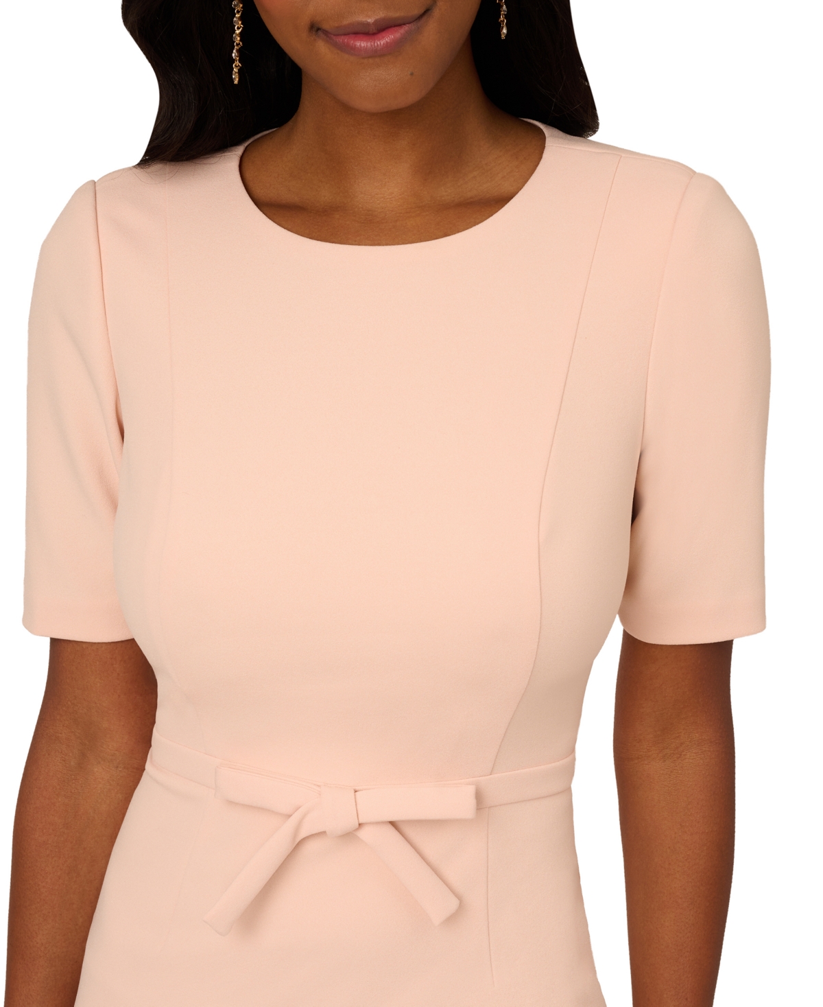 Shop Adrianna Papell Women's Mini Bow-front Sheath Dress In Blush