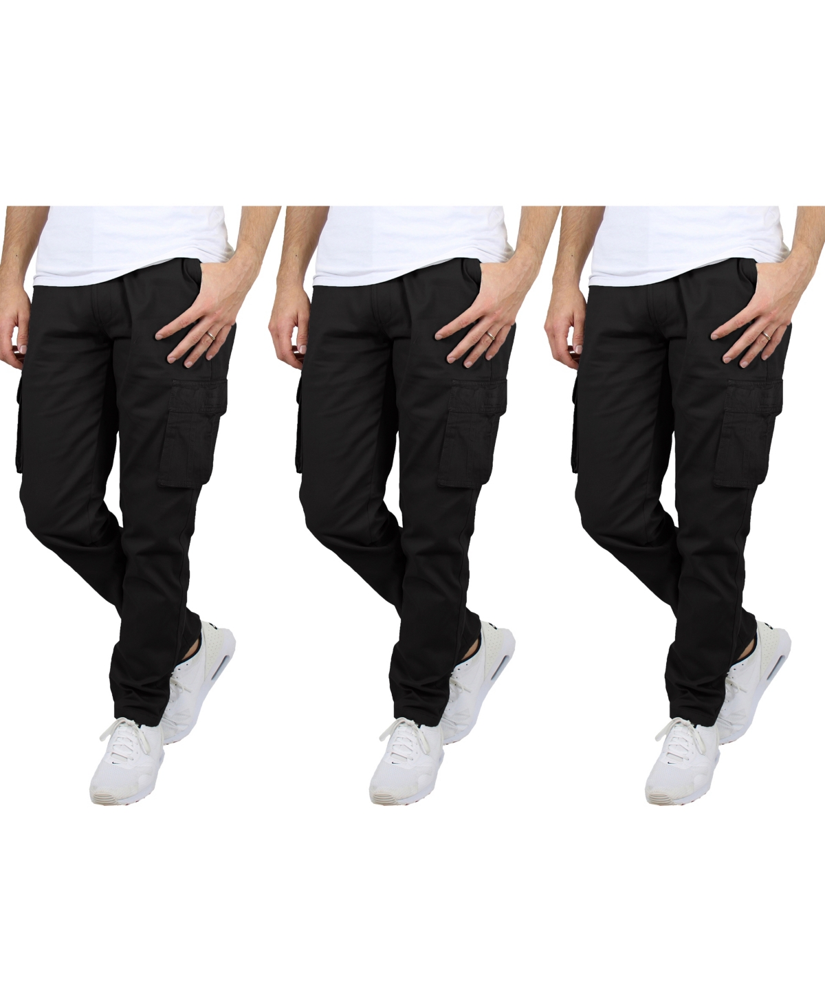 Blu Rock Men's 3-pack Flex Stretch Cargo Pants In Black