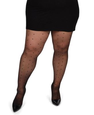 Women's Pindot Sheer Curvy Control Top Tights MM-2301	
