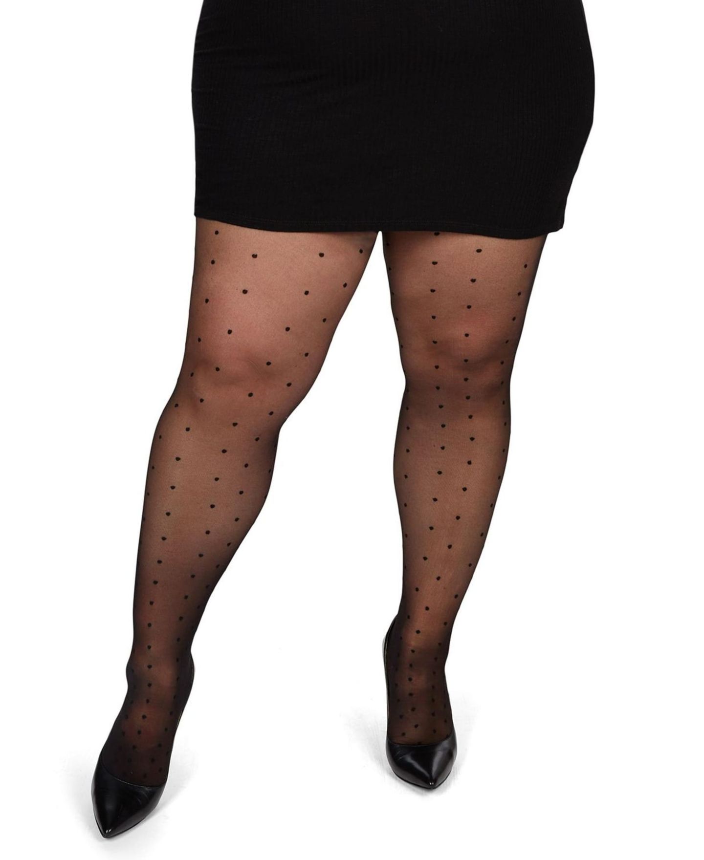 Женские колготки MeMoi Pindot Sheer Curvy Control Top Tights MM-2301, цвет: Чёрный — фото 4