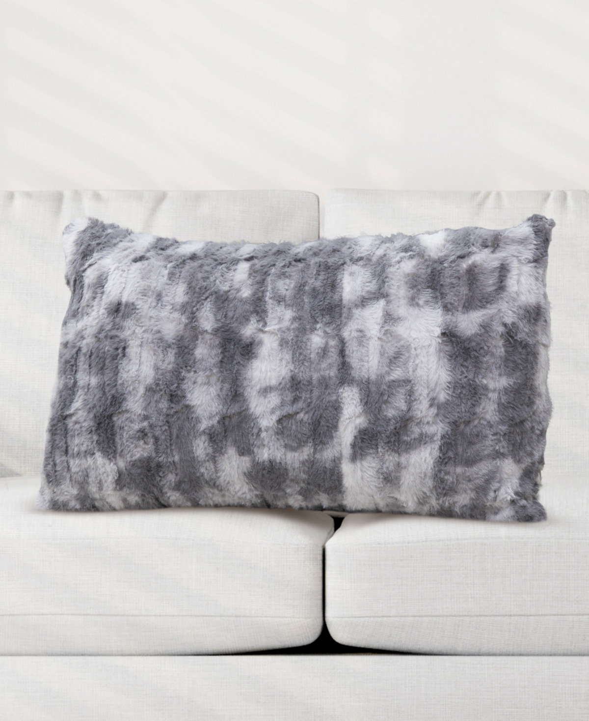 Cheer Collection Decorative Faux Fur Pillow Set, 12" X 20" In Gray