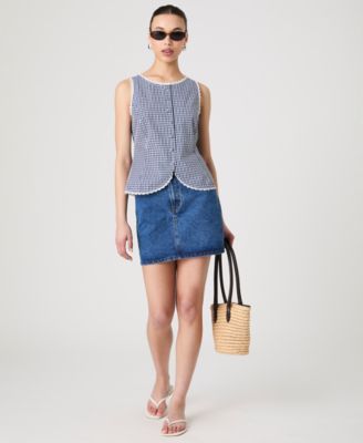売れ筋商品|||フレンチコネクション カットソー トップス レディース Women's Gingham Lace-Trim Sleeveless Vest Gingham French Connection Women's Gingham Lace-Trim Sleeveless Vest