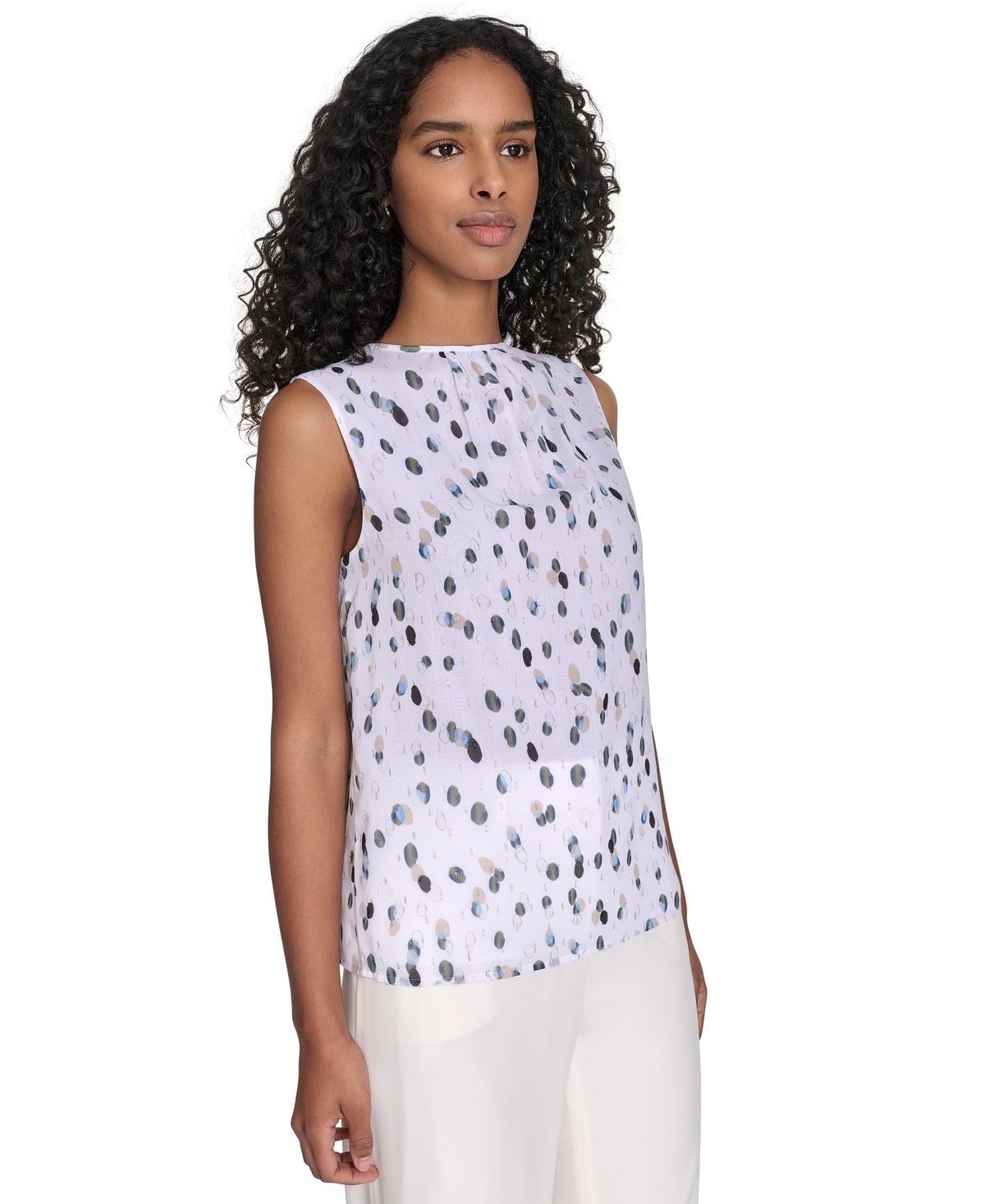 Shop Calvin Klein Women's Printed Sleeveless Blouse