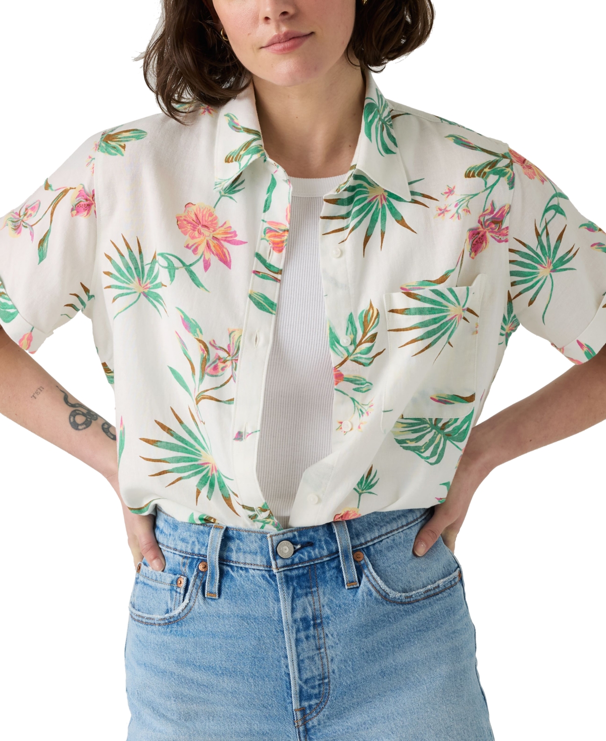 Levi's Plus Size Darlene Floral Short-sleeve Shirt