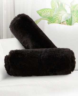 Shaggy Bolster Decorative Pillow Set, 8" x 24"