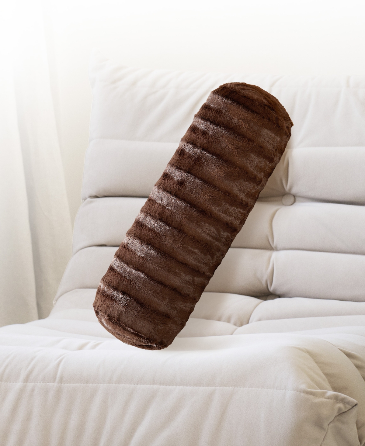 Cheer Collection Bolster Decorative Pillow Set, 8" X 24" In Brown